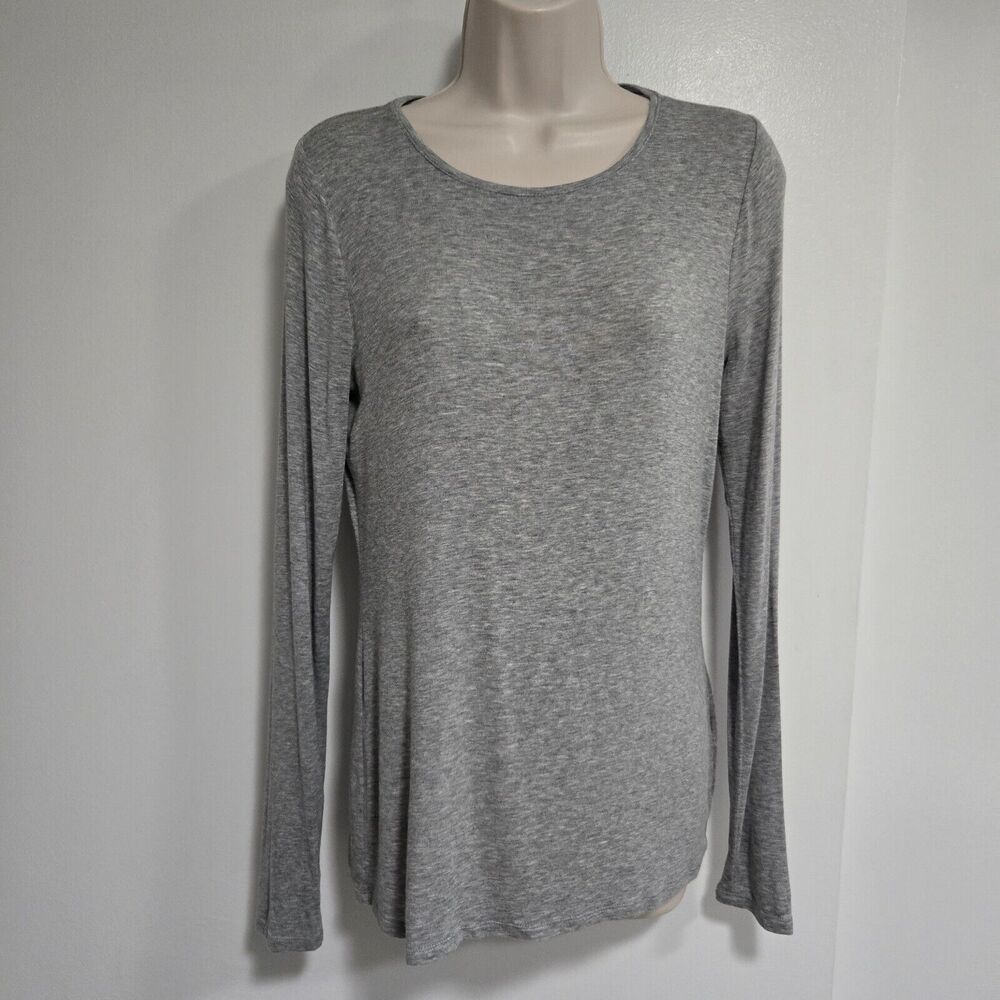 White House Black Market Size S Heathered Gray Soft Longer Knit Top Tee